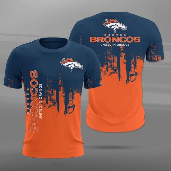 NFL Denver Broncos United in Orange Paint Forest Casual 3D t-shirt