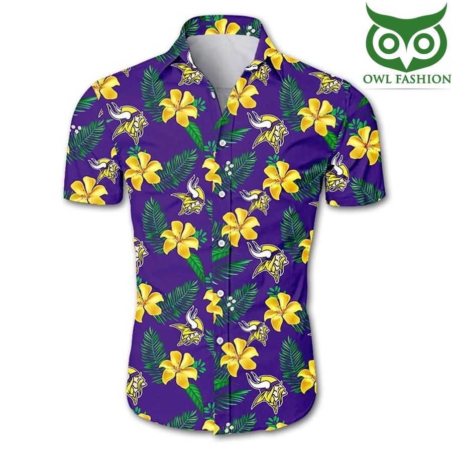NFL minnesota vikings tropical flower Hawaiian Shirt 