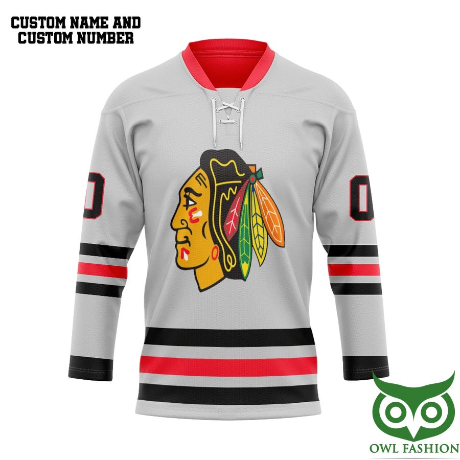 3D White Chicago Blackhawks NHL Custom Name Number Hockey Jersey