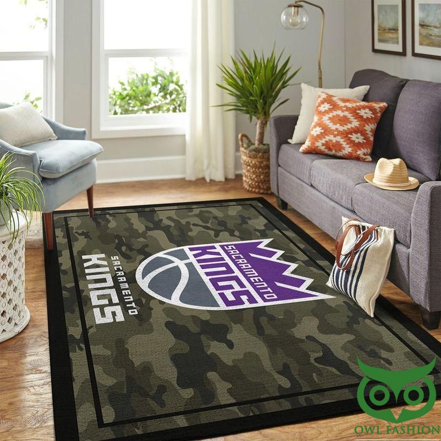 NBA Team Logo Sacramento Kings Camo Style Carpet Rug