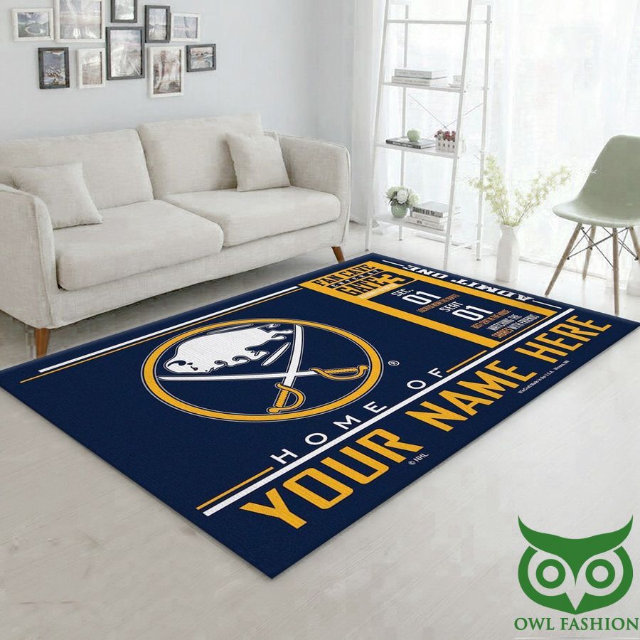 Customized NHL Buffalo Sabres Team Logo Wincraft Dark Blue Yellow Carpet Rug