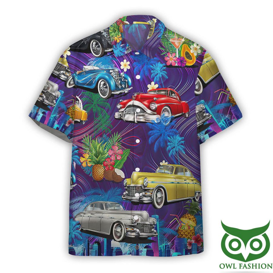 3D AOP Vintage Hot Rod Car Sunset Beach Custom Hawaiian Shirt