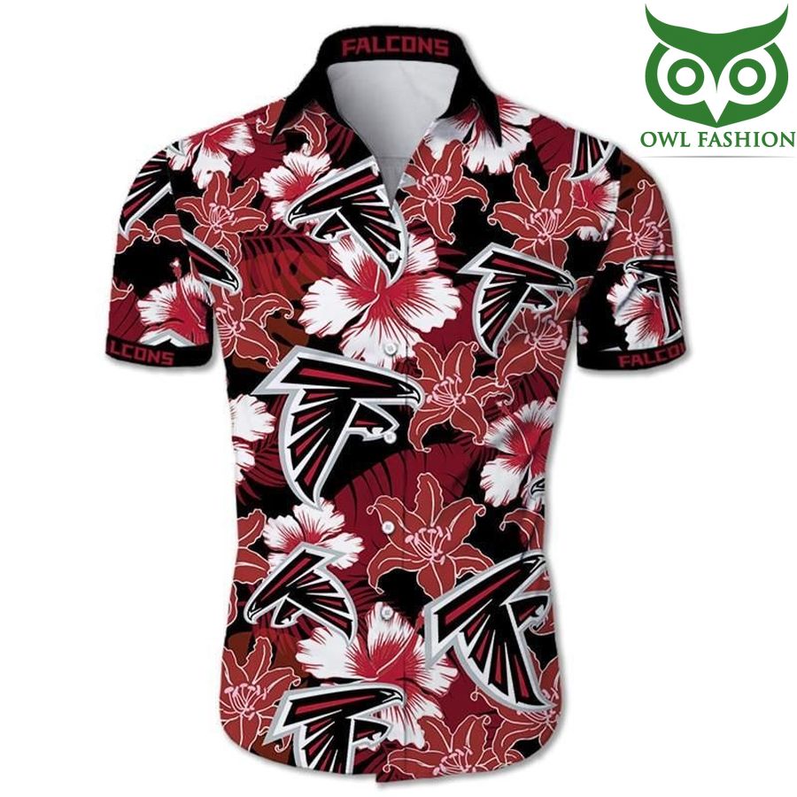 Atlanta Falcons Tropical Flower multiple logo Short Sleeve Hawaiian Shirt 
