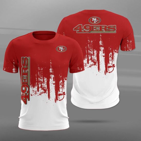 NFL San Francisco 49ers red white Paint Forest Casual 3D t-shirt