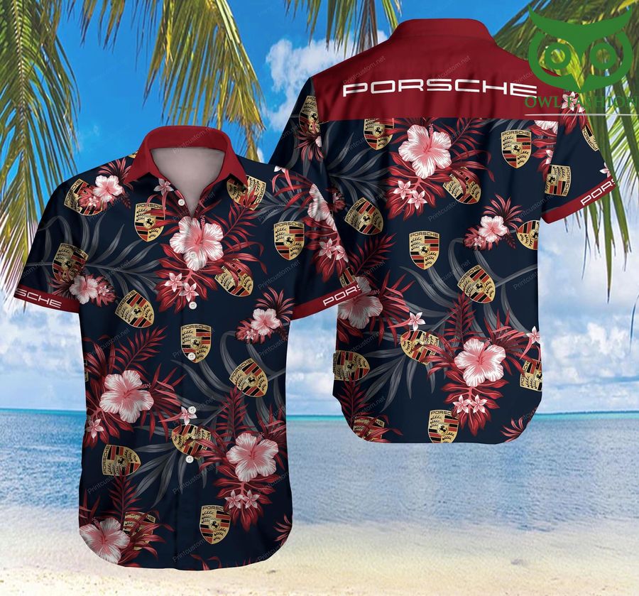 Tlmus-porsche Hawaiian shirt short sleeve summer wear for fans