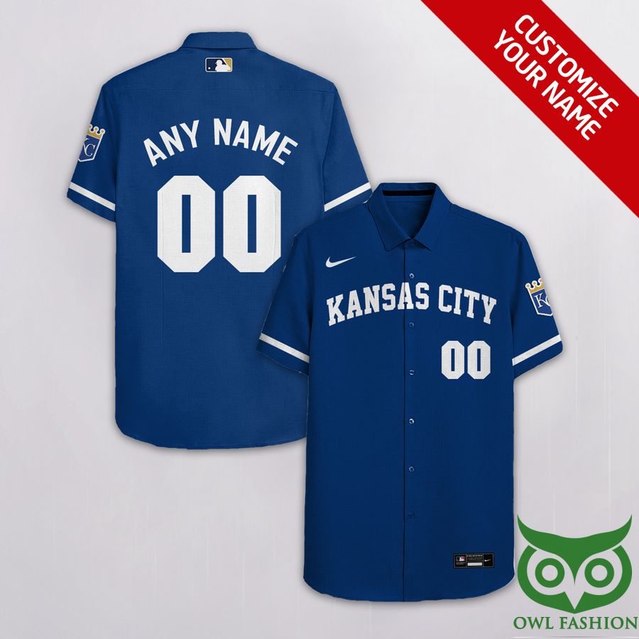 Custom Name Number Kansas City Royals Dark Blue Hawaiian Shirt
