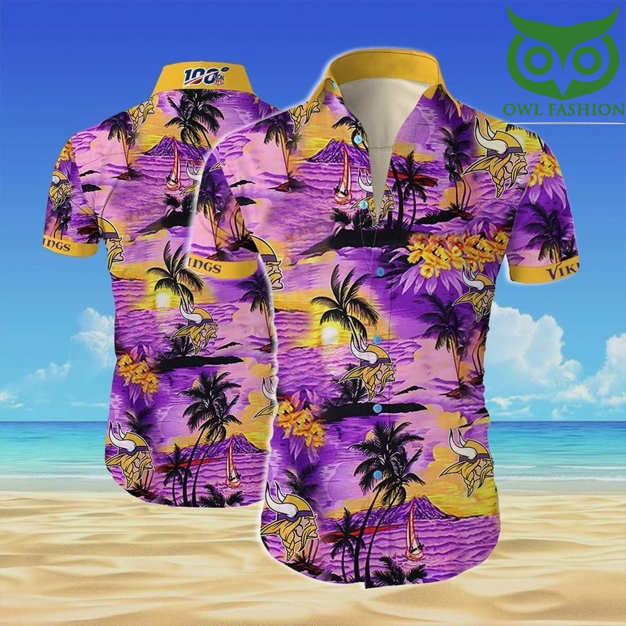 NFL Minnesota vikings team all over printed Hawaiian Shirt short sleeve summer wear