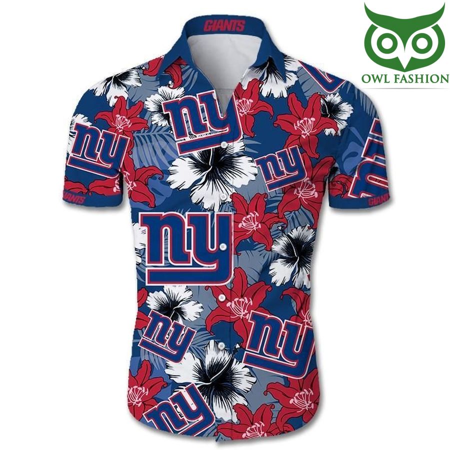 New York Giants Tropical Flower Short Sleeve Hawaiian Shirt 