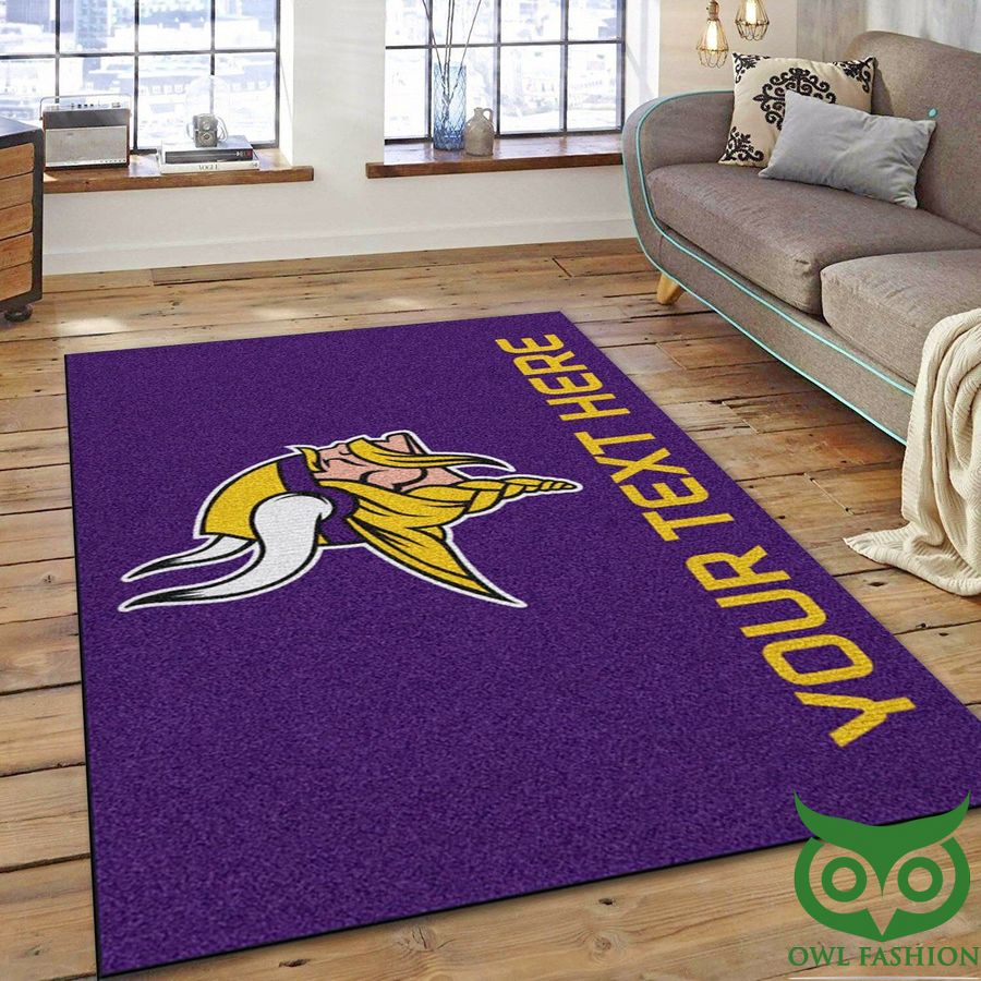 Personalized NFL Team Logo Minnesota Vikings Purple and Yellow Carpet Rug