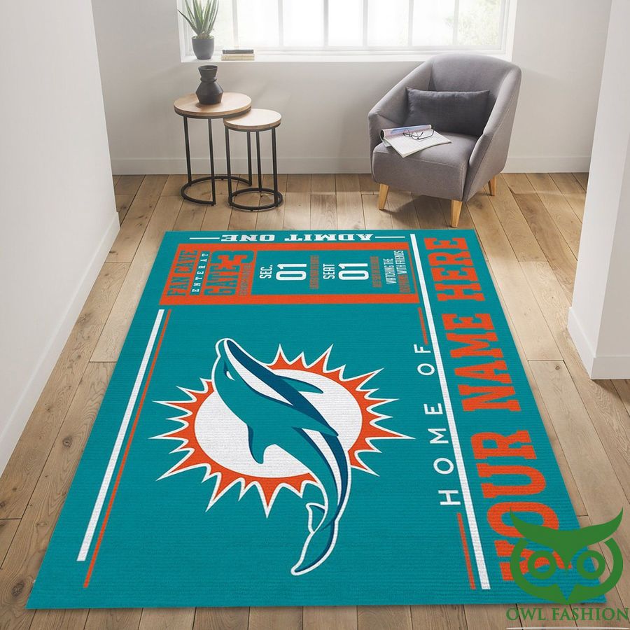 Customized Miami Dolphins Wincraft NFL Turquoise Carpet Rug
