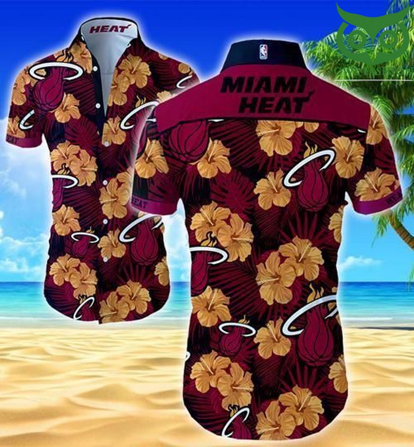 Miami Heat basketball team NBA Hawaiian shirt short sleeve summer wear