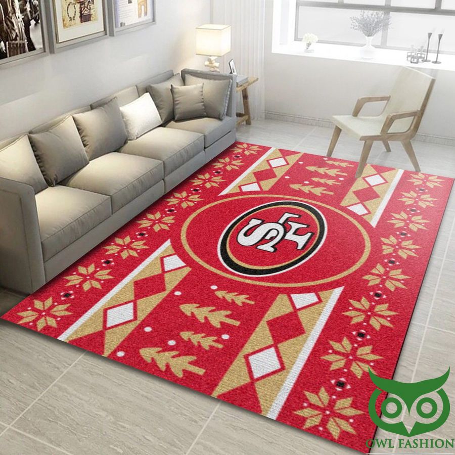 NFL San Francisco 49ers Chrismas Style Red and Beige Color Carpet Rug
