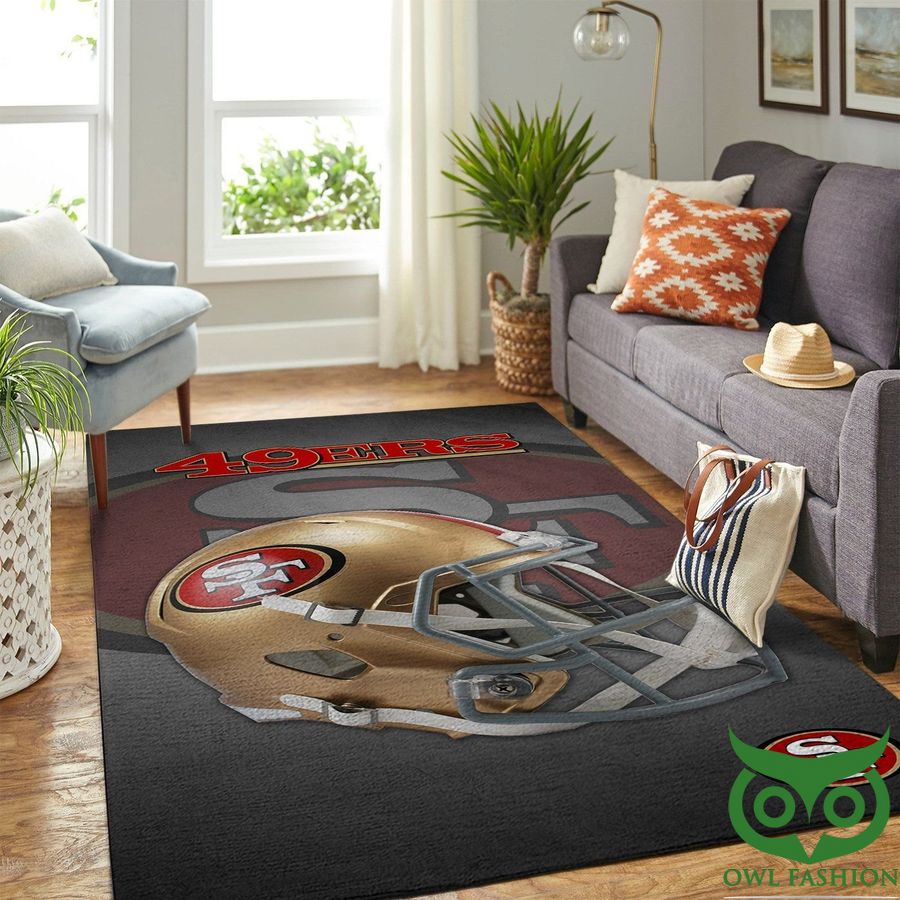 32 NFL San Francisco 49ers Team Logo Helmet Gray Embossed Effect Carpet Rug