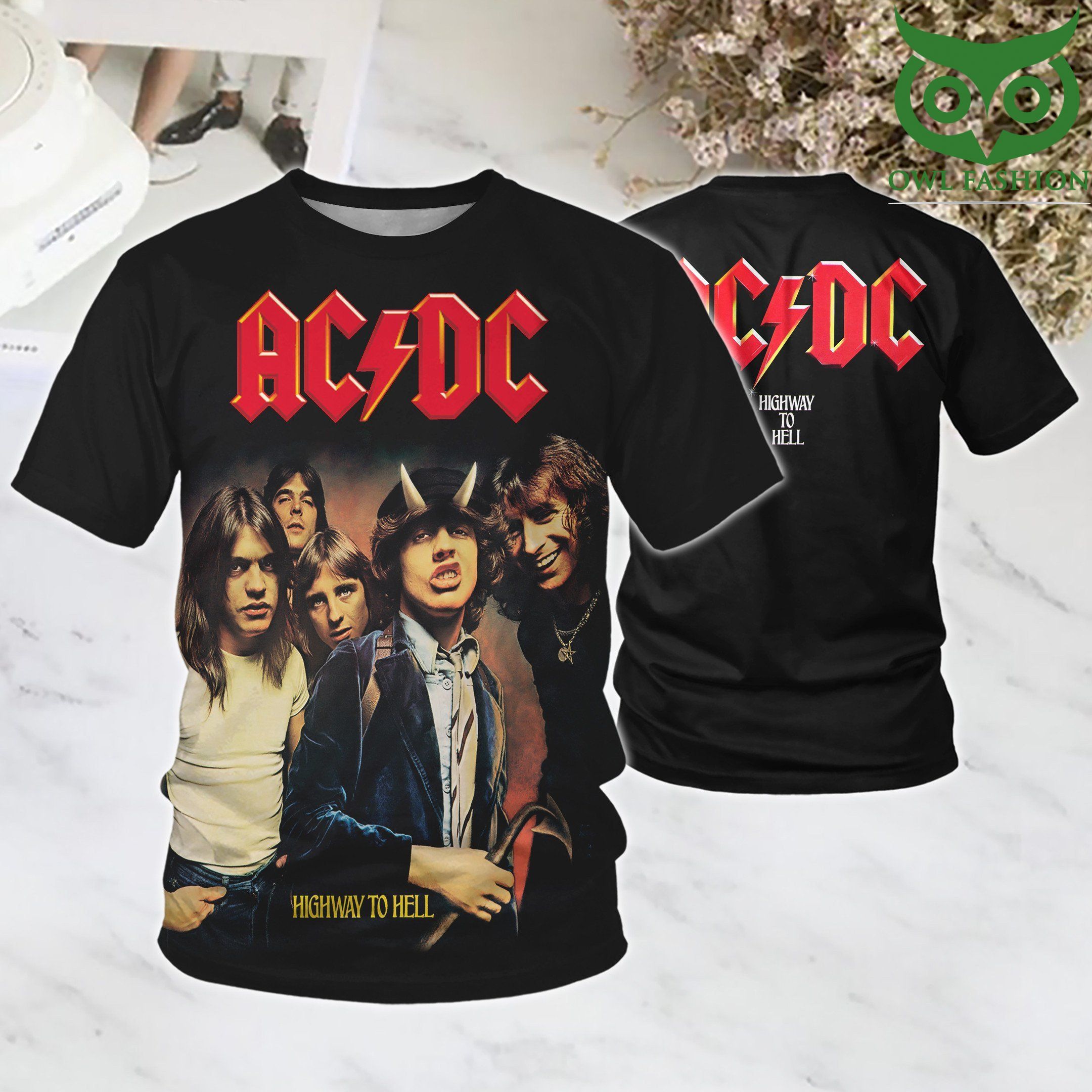 8 ACDC Highway to hell black 3D Printed T Shirt