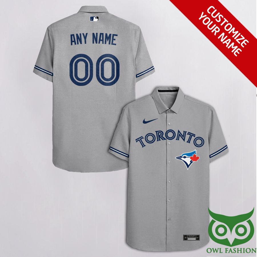 110 Custom Name Number Toronto Blue Jays Gray Hawaiian Shirt