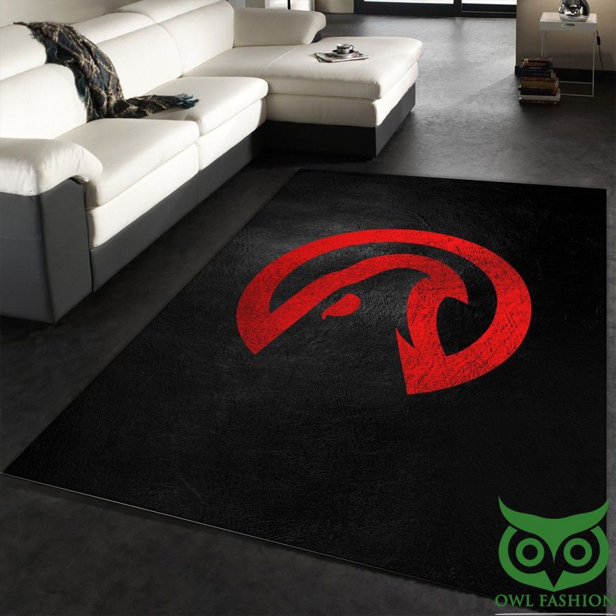 Atlanta Falcons NFL Team Logo Black and Red Carpet Rug