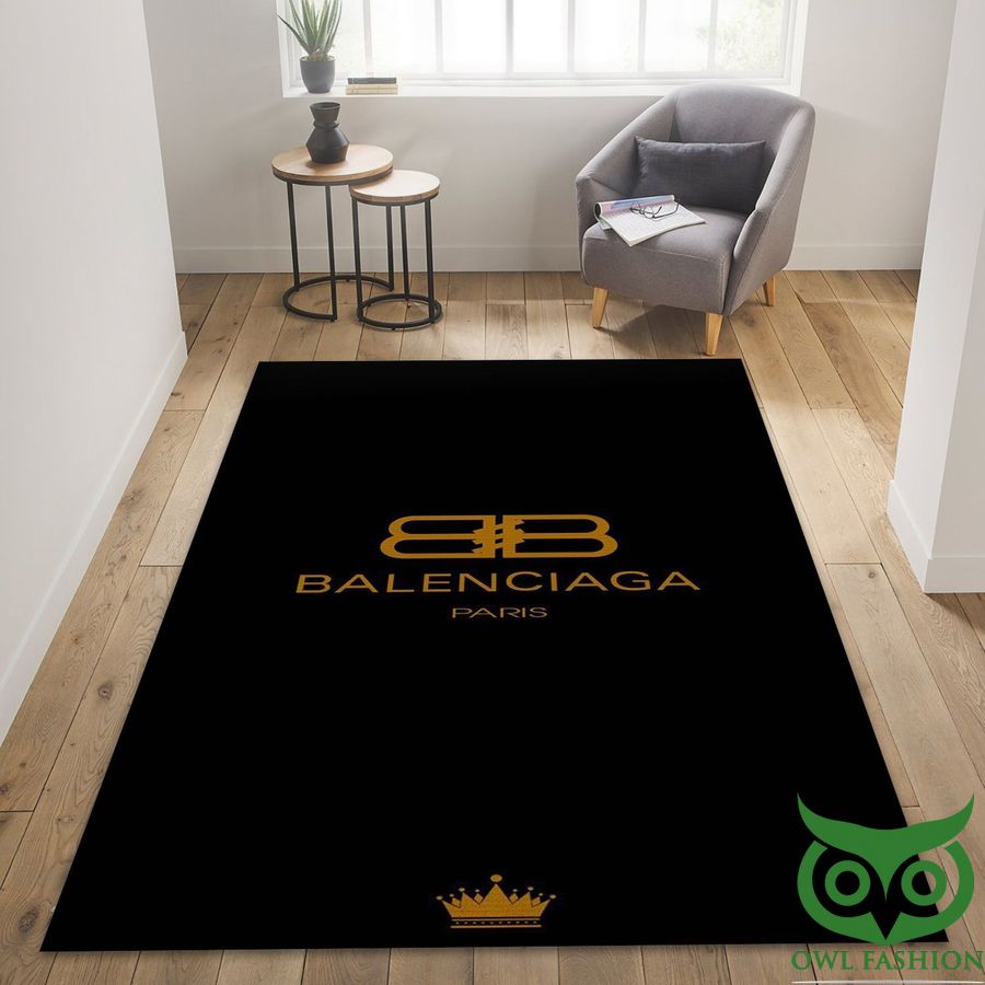 Luxury Balenciaga Black and Brown with Logo Carpet Rug