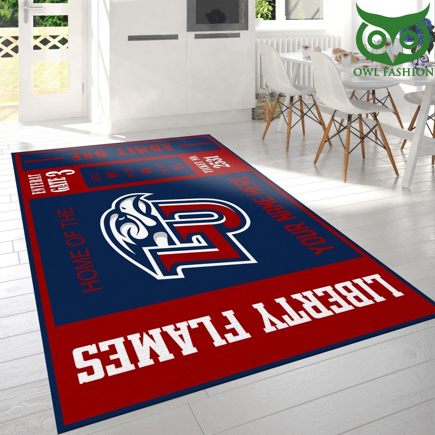 Liberty Flames Ncaa Customizable carpet rug Home and floor Decoration
