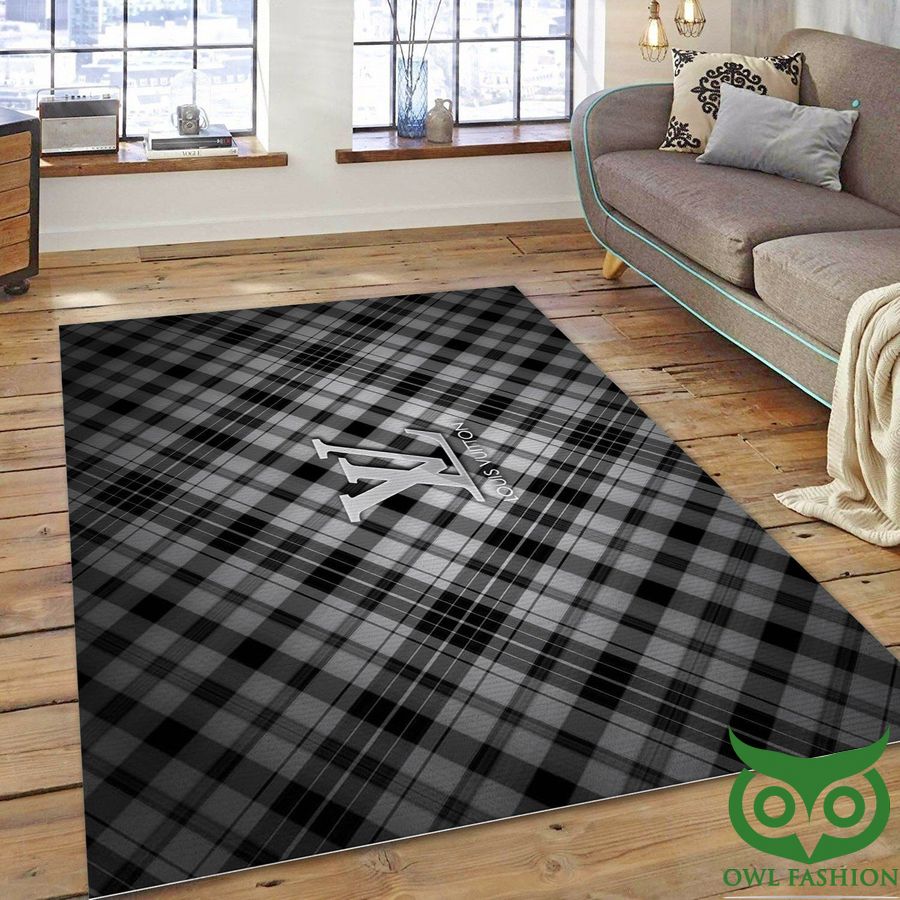 Burberry ft Louis Vuitton Black and White Checkerboard Pattern Carpet Rug
