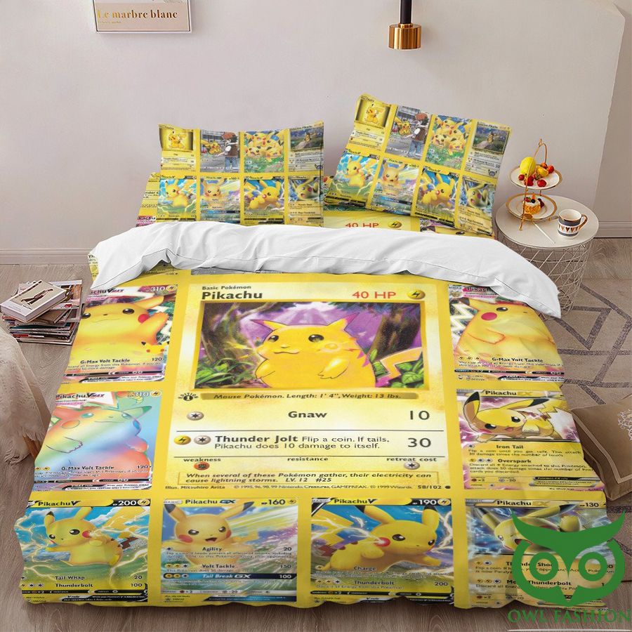 Anime Pokemon Pikachu Cards Version 2 Custom Bedding Set