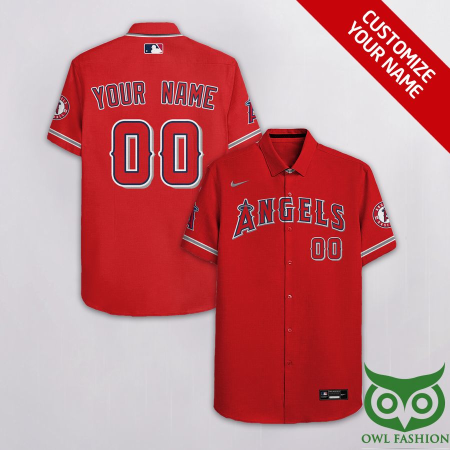 Custom Name Number Los Angeles Angels Red Hawaiian Shirt