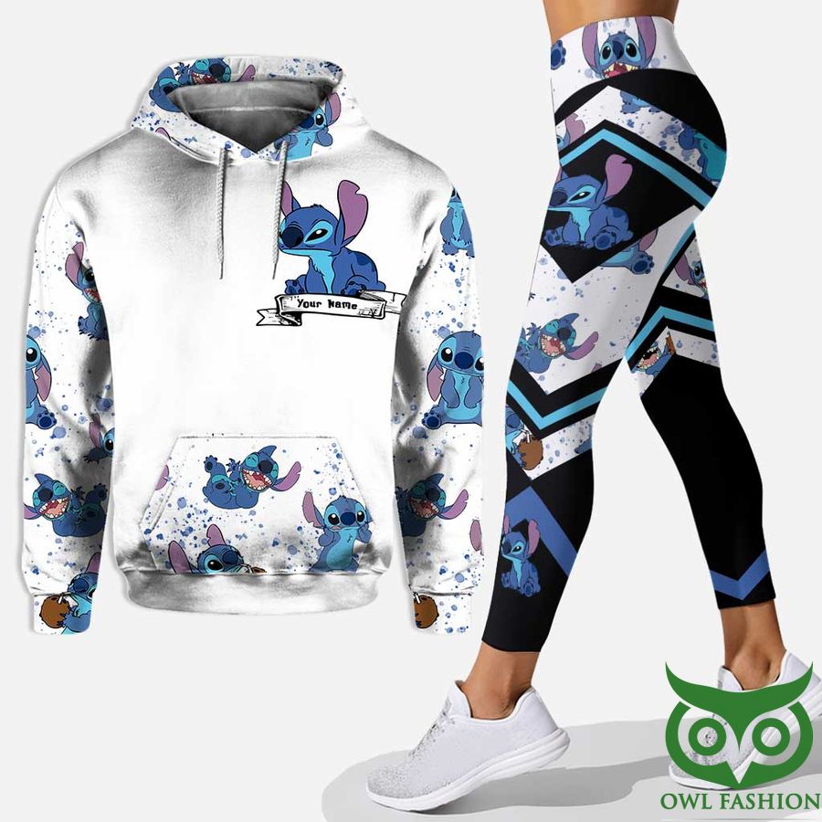 Customized Stitch Black and White Smiling Hoodie and Leggings