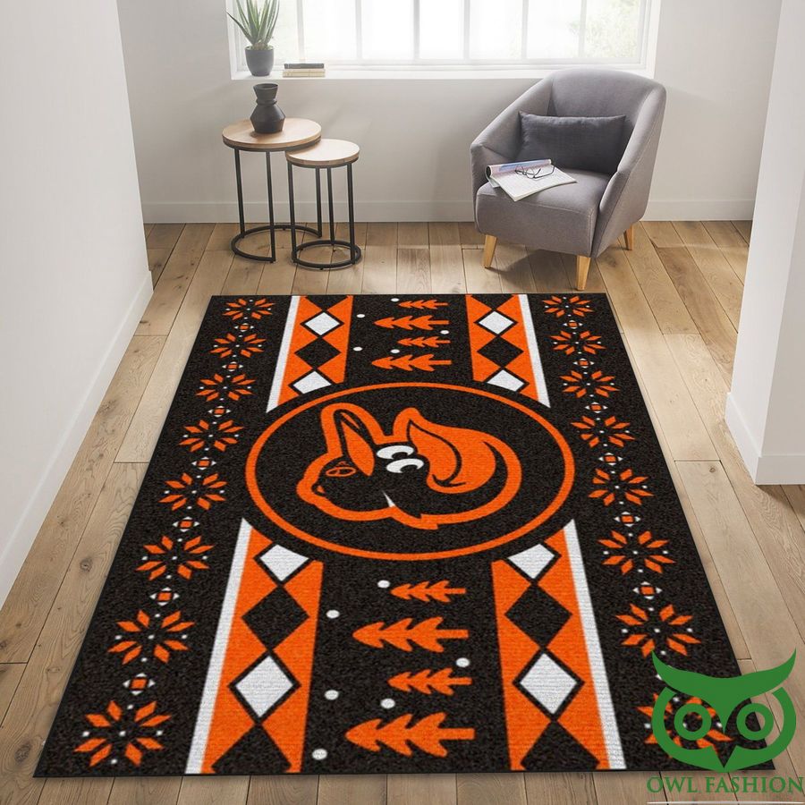Baltimore Orioles MLB Team Logo Orange and Brown Carpet Rug