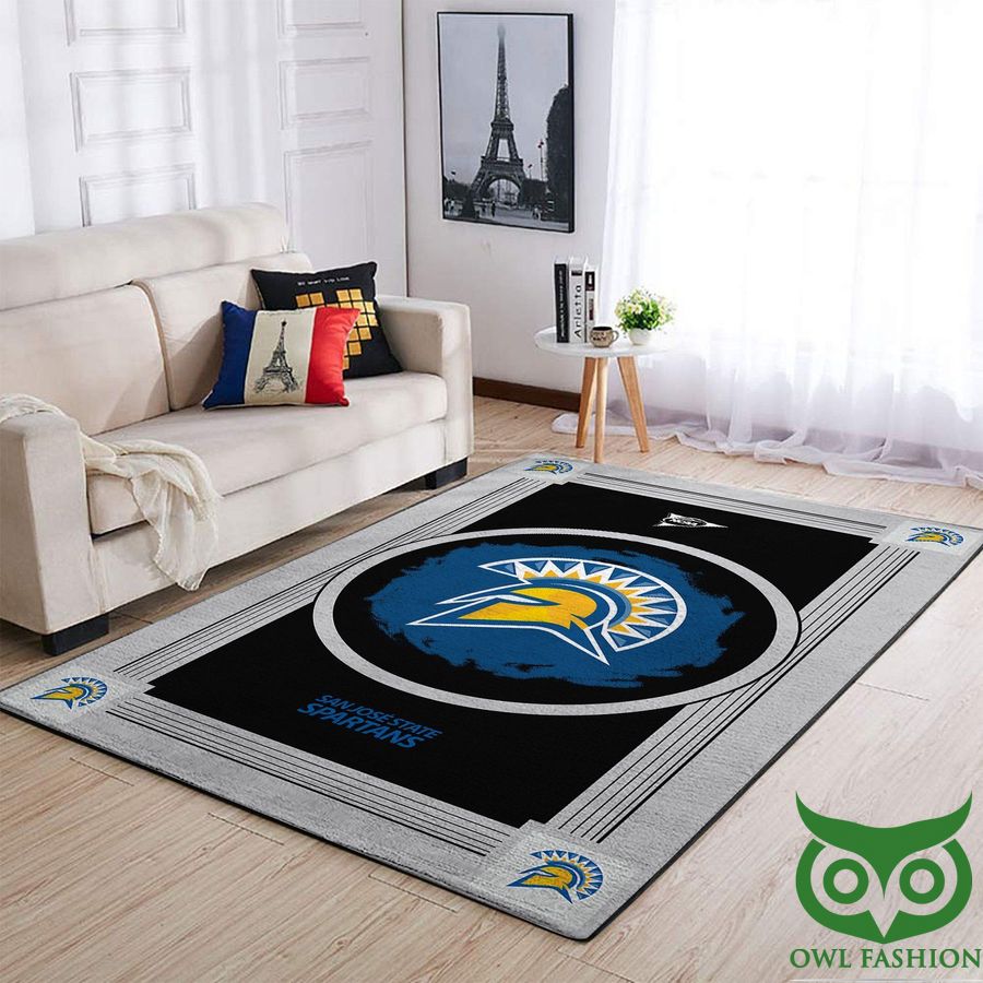 NCAA San Jose State Spartans Team Logo Frame Design Black Blue Carpet Rug