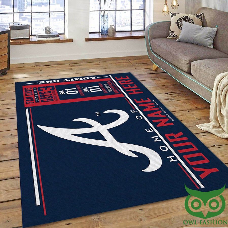 Customized MLB Atlanta Braves Team Logo Wincraft Dark Blue Carpet Rug