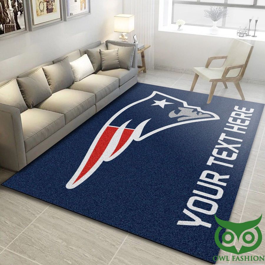 Customized New England Patriots NFL Team Logo Dark Blue Carpet Rug