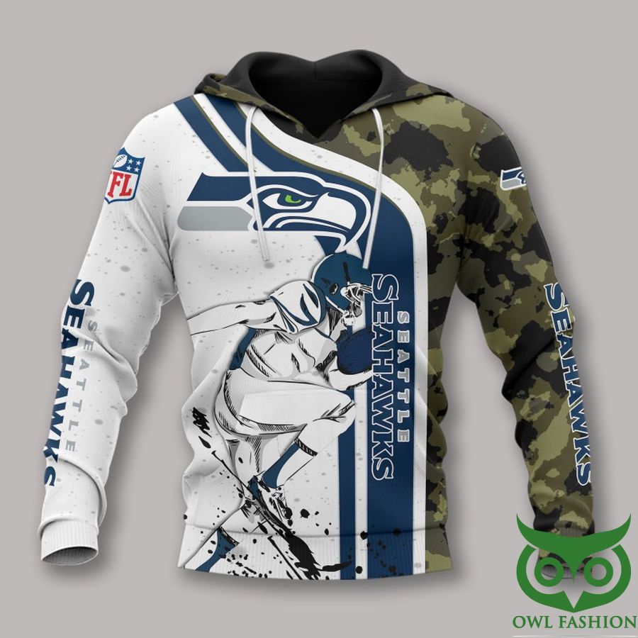 NFL Seattle Seahawks player camo 3D AOP Hoodie Sweatshirt Tshirt