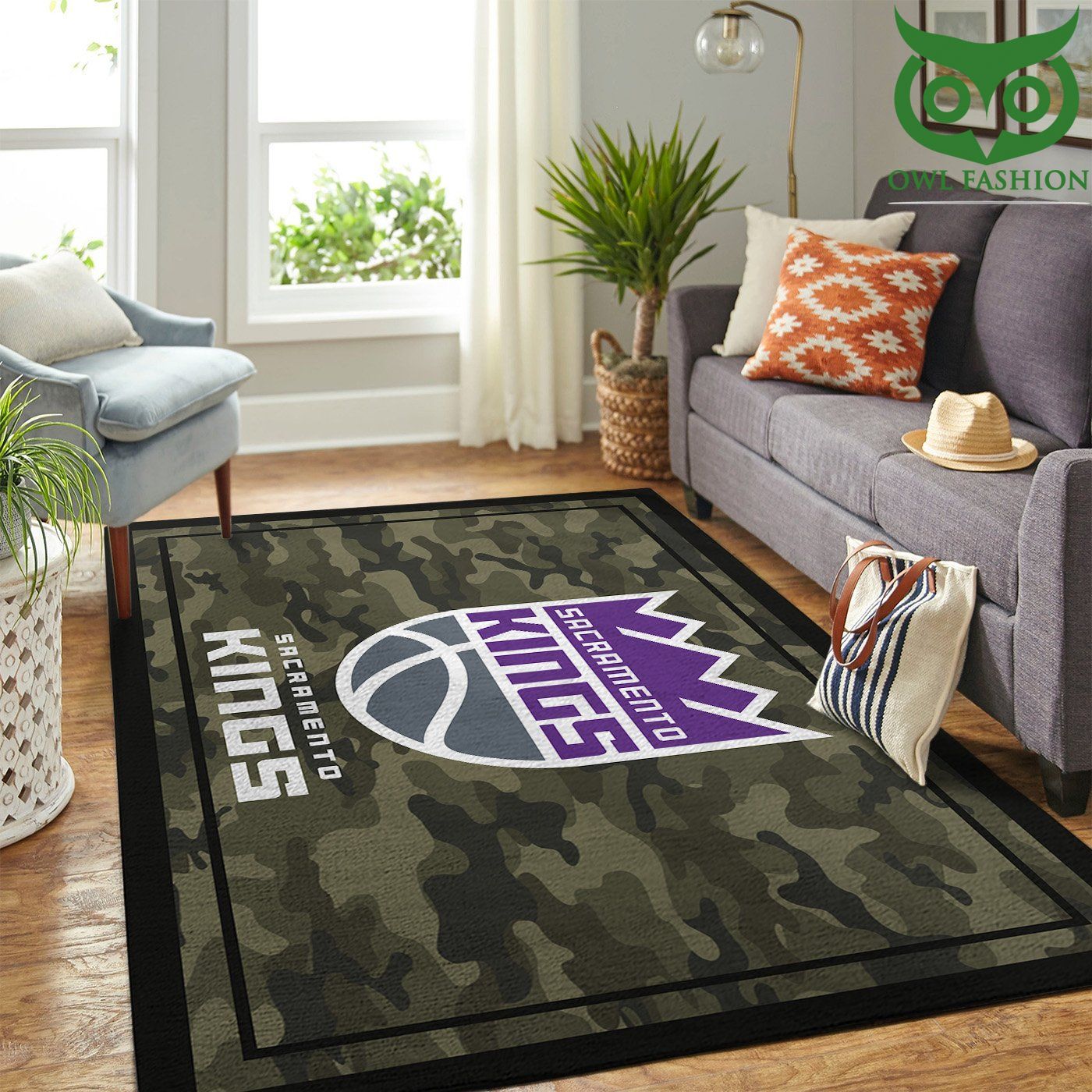 Sacramento Kings Nba Team Logo Camo Style Nice Gift carpet rug Home and floor Decoration