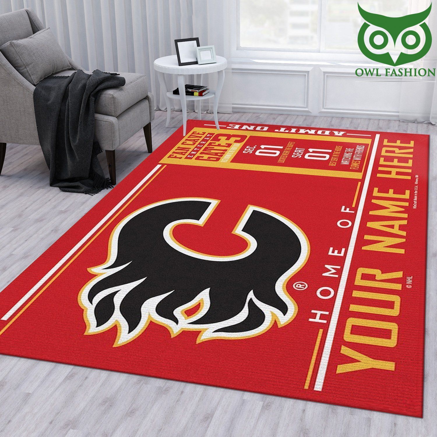 Customizable Calgary Flames Wincraft Personalized NHL carpet rug special edition