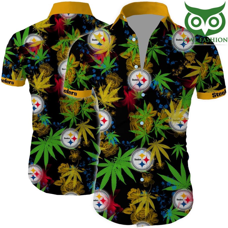 NFL Pittsburgh steelers cannabis all over printed Hawaiian Shirt short sleeve summer wear