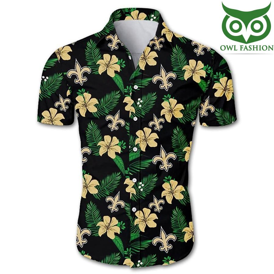 NFL new orleans saints tropical flower logo team Hawaiian Shirt short sleeve summer wear
