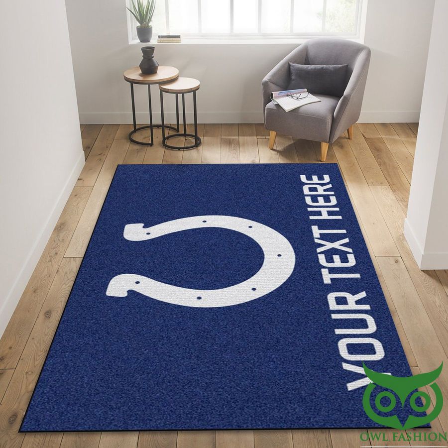 Personalized NFL Team Logo Indianapolis Colts Dark Blue Carpet Rug