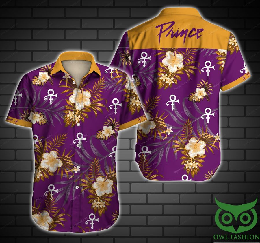 Prince Purple and Yellow Floral Tropical Hawaiian Shirt 