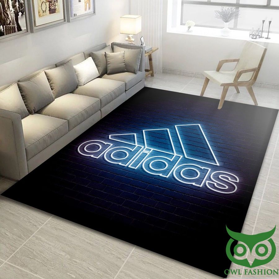 Adidas Luxury Brand Wall Black Brick Neon Brand Name Carpet Rug