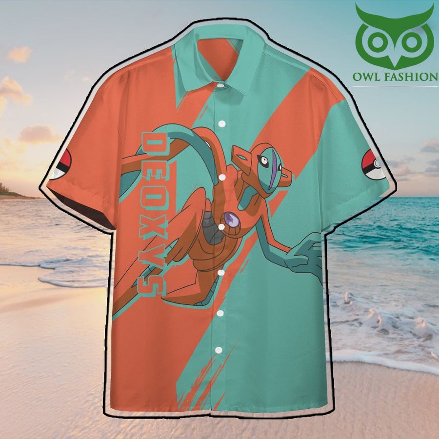 Anime Pokemon Deoxys Hawaiian Shirt Summer Button Shirt