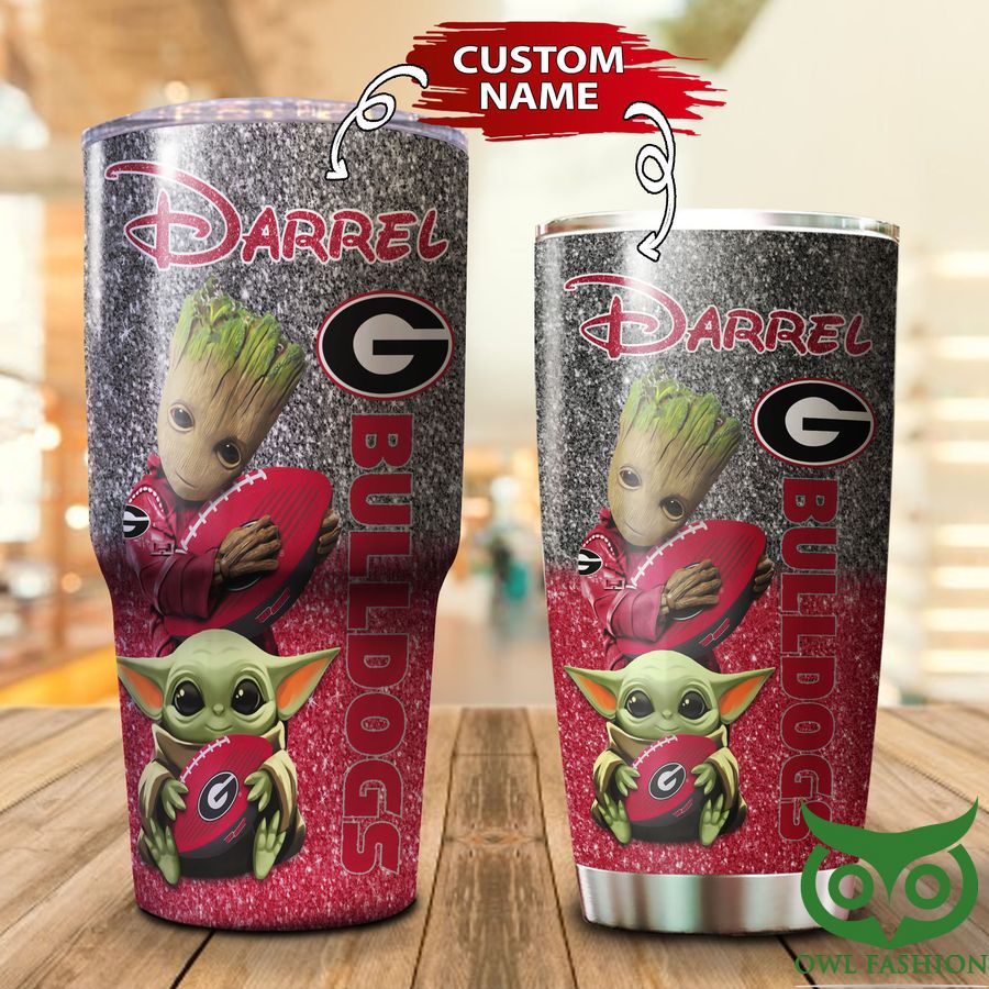 Custom Name Georgia Bulldogs Red and Dark Gray Groot Tumbler Cup
