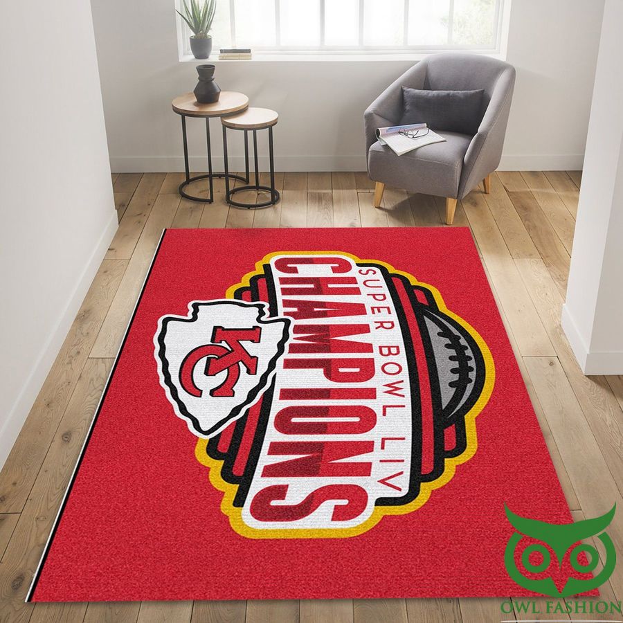 Kansas City Chiefs NFL Team Logo Red and Black White Carpet Rug