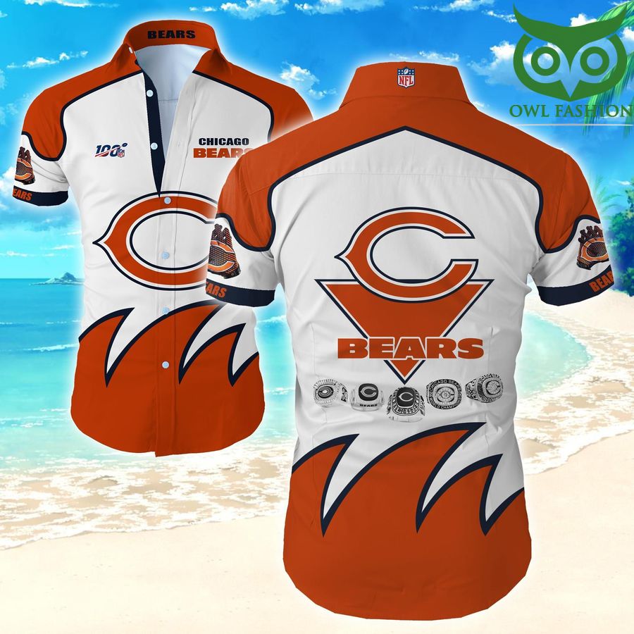 Nfl Chicago Bears tropical plant team logo Hawaiian Shirt short sleeve summer wear