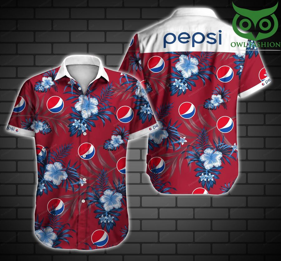 Pepsi Logo Hawaiian shirt short sleeve summer wear