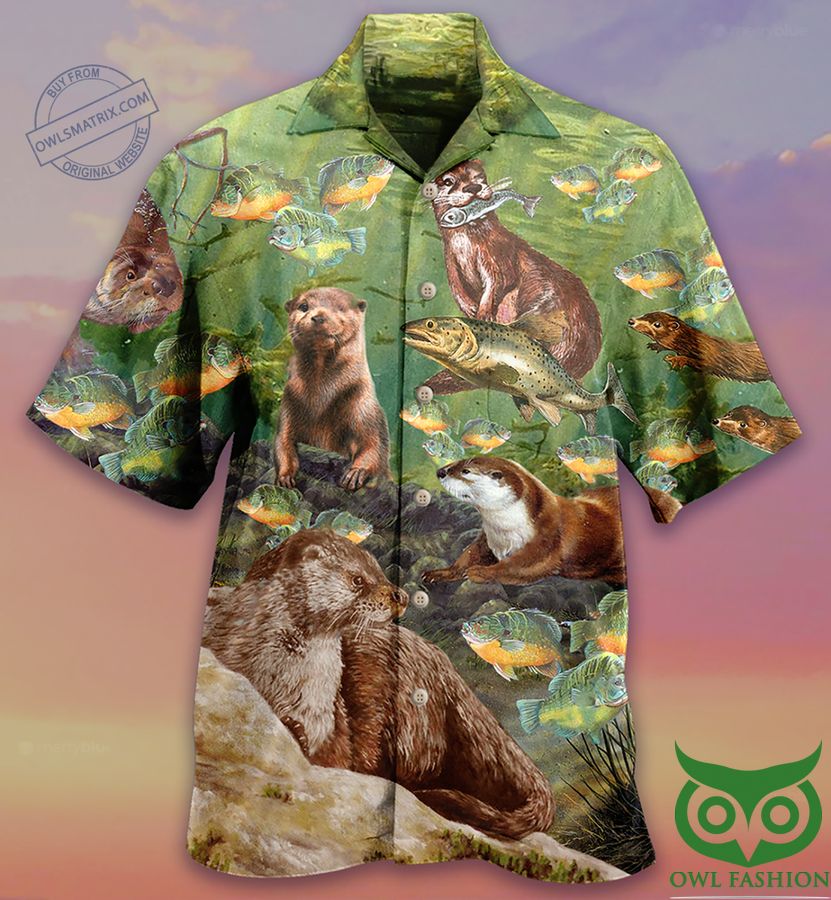84 Otter A Busy Fishing Day Of Otter Limited Hawaiian Shirt