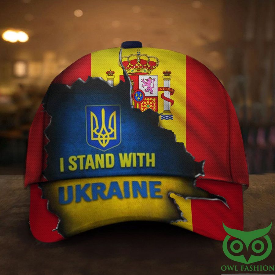 I Stand With Ukraine Spain Flag Pray For Ukraine Anti Putin Classic Cap