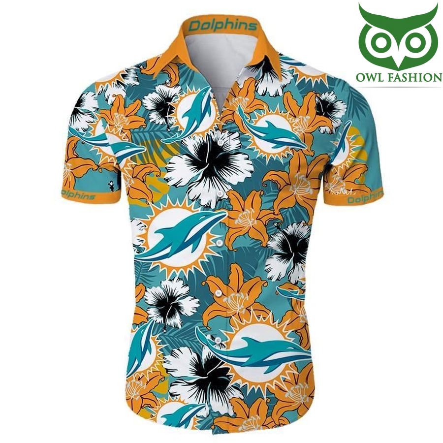 NFL team Miami Dolphins Hawaiian Shirt Tropical Flower 