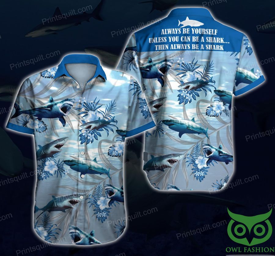 Sharks Lovers Floral Blue Ocean Hawaiian Shirt