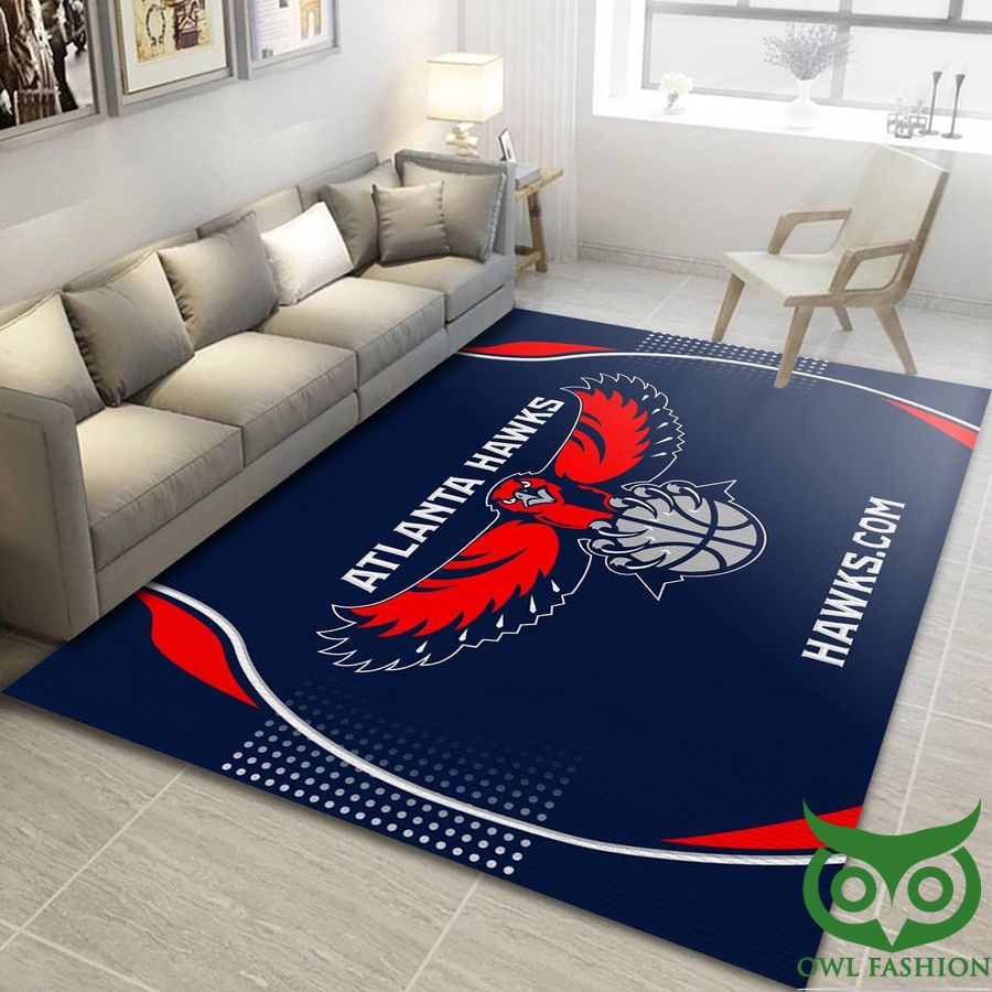 Atlanta Hawks NBA Team Logo Dark Blue Red Gray Carpet Rug