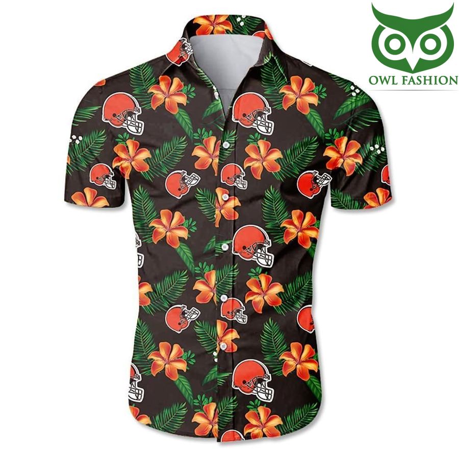 Cleveland browns tropical flower Hawaiian Shirt 