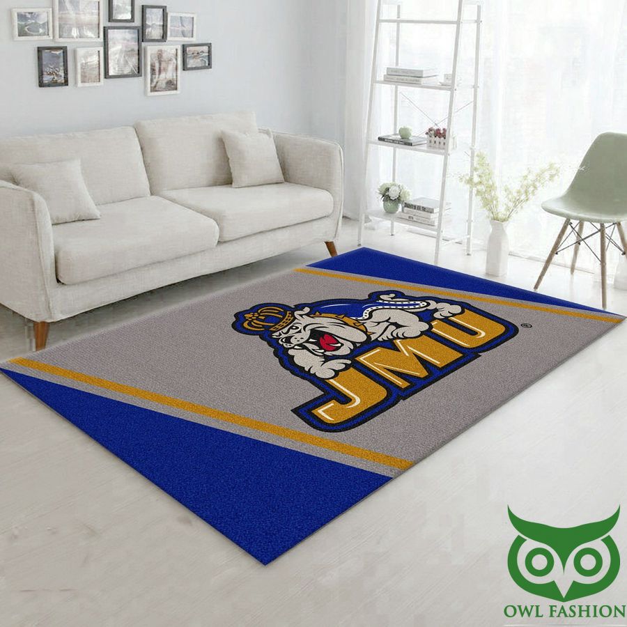 College Spirit James Madison Sport Gray and Yellow and Blue Carpet Rug